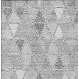 Photo of Gray Silver And Ivory Geometric Washable Indoor Outdoor Area Rug