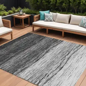 Photo of Gray Silver And Ivory Ombre Washable Indoor Outdoor Area Rug