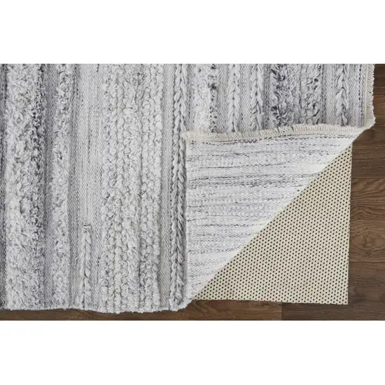 Gray Silver And Ivory Striped Hand Woven Stain Resistant Area Rug Photo 4