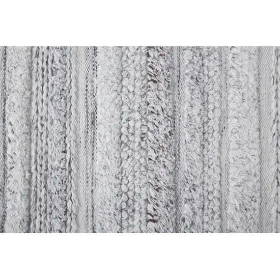 Gray Silver And Ivory Striped Hand Woven Stain Resistant Area Rug Photo 9