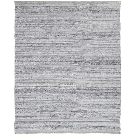 Gray Silver And Ivory Striped Hand Woven Stain Resistant Area Rug Photo 1