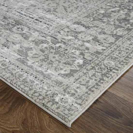 Gray Silver And Taupe Floral Power Loom Distressed Area Rug Photo 3