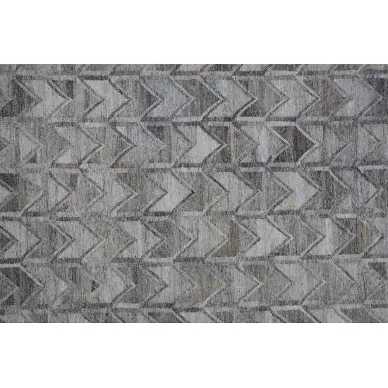 Gray Silver And Taupe Geometric Hand Woven Stain Resistant Area Rug With Fringe Photo 4