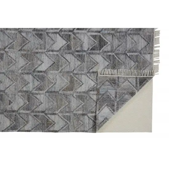 Gray Silver And Taupe Geometric Hand Woven Stain Resistant Area Rug With Fringe Photo 3