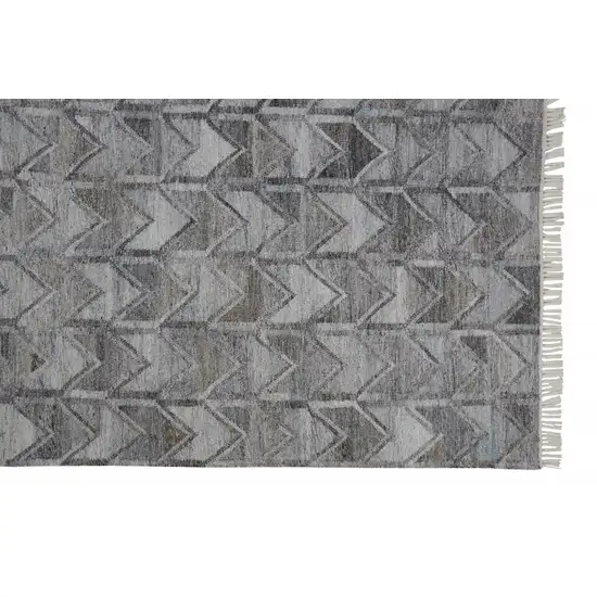 Gray Silver And Taupe Geometric Hand Woven Stain Resistant Area Rug With Fringe Photo 1