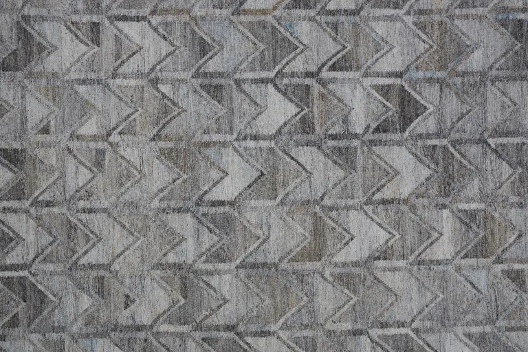 Gray Silver And Taupe Geometric Hand Woven Stain Resistant Area Rug With Fringe Photo 3