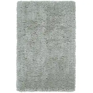 Photo of Gray Silver And Taupe Shag Tufted Handmade Stain Resistant Area Rug