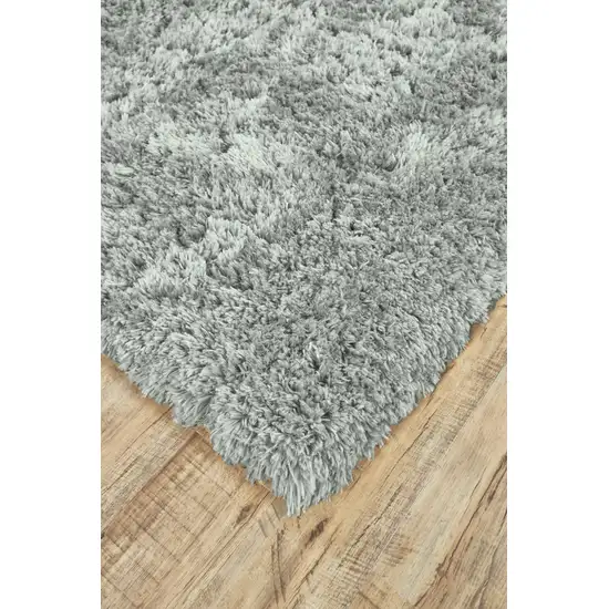 Gray Silver And Taupe Shag Tufted Handmade Stain Resistant Area Rug Photo 6