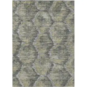 Photo of Gray Silver And Wheat Abstract Washable Indoor Outdoor Area Rug