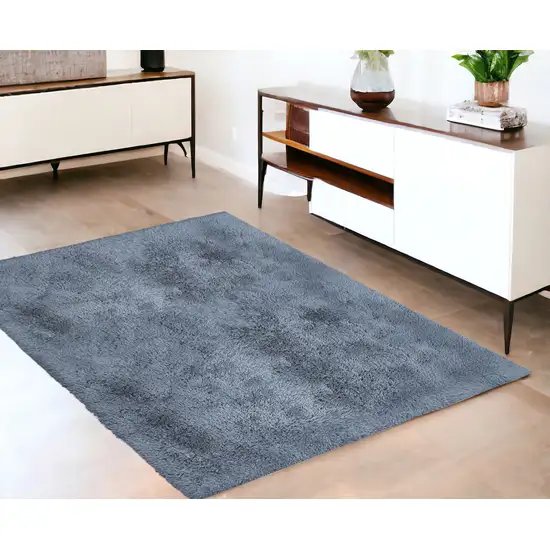 Gray Shag Power Loom Non Skid Area Rug Photo 1