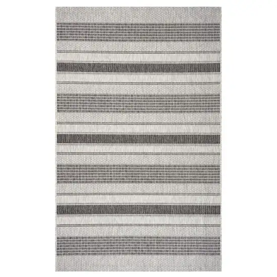 Gray Stripe Indoor Outdoor Area Rug Photo 6