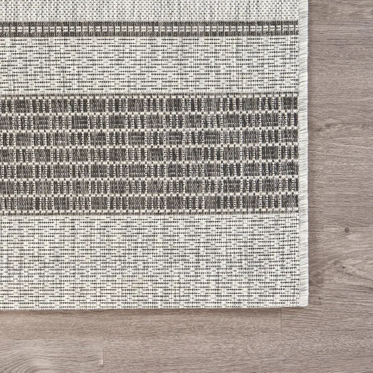 Gray Stripe Indoor Outdoor Area Rug Photo 5