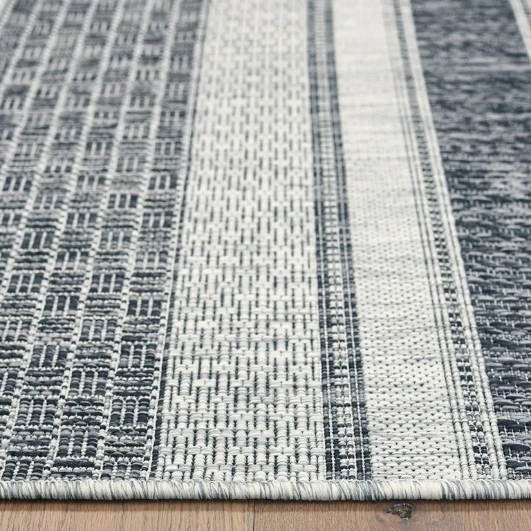 Gray Stripe Indoor Outdoor Area Rug Photo 3