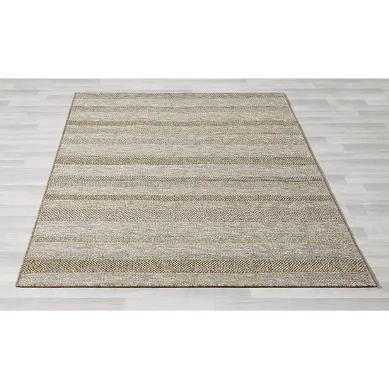 Gray Striped Handmade Indoor Outdoor Area Rug Photo 1