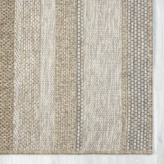 Gray Striped Handmade Indoor Outdoor Area Rug Photo 9