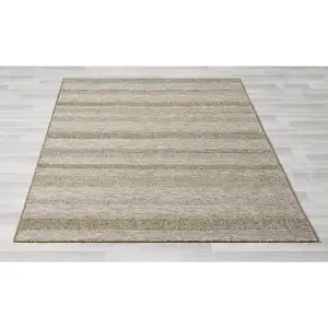 Photo of Gray Striped Handmade Indoor Outdoor Area Rug