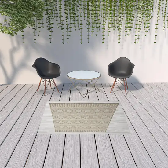 Gray Striped Handmade Indoor Outdoor Area Rug Photo 3