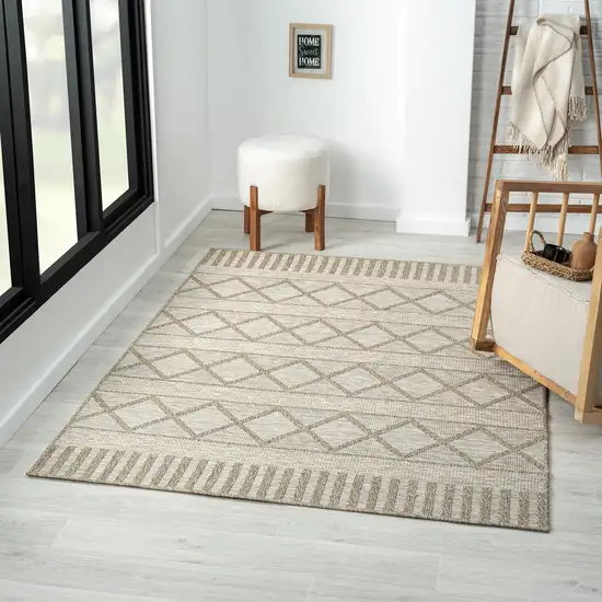 Gray Striped Handmade Indoor Outdoor Area Rug Photo 7