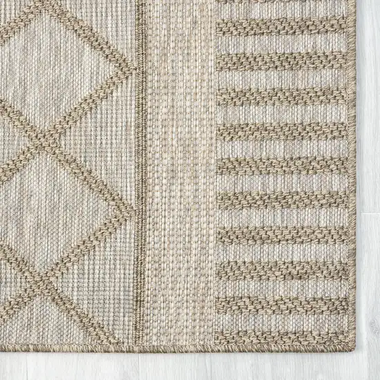 Gray Striped Handmade Indoor Outdoor Area Rug Photo 4