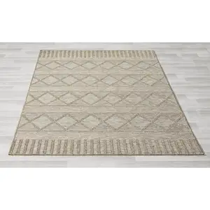 Photo of Gray Striped Handmade Indoor Outdoor Area Rug