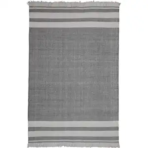 Photo of Gray Striped Handmade Stain Resistant Non Skid Indoor Outdoor Area Rug