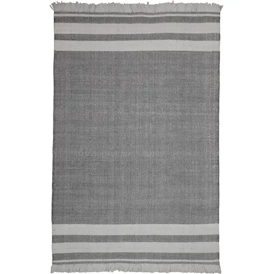 Gray Striped Handmade Stain Resistant Non Skid Indoor Outdoor Area Rug Photo 1