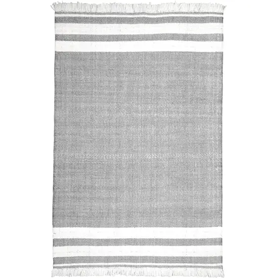 Gray Striped Handmade Stain Resistant Non Skid Indoor Outdoor Area Rug Photo 1