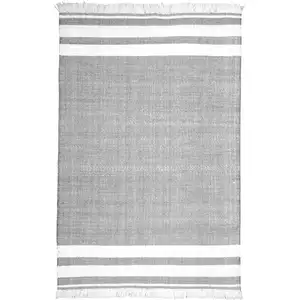 Photo of Gray Striped Handmade Stain Resistant Non Skid Indoor Outdoor Area Rug