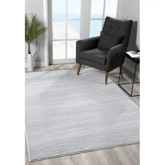 Gray Striped Power Loom Distressed Area Rug Photo 9