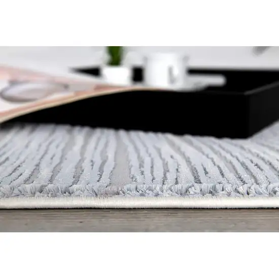 Gray Striped Power Loom Distressed Area Rug Photo 6