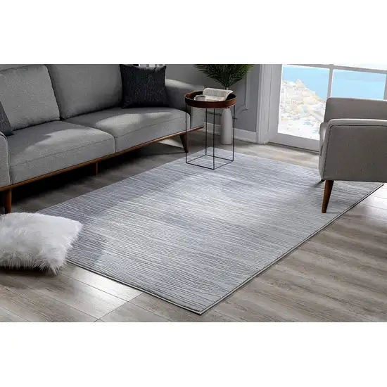 Gray Striped Power Loom Distressed Area Rug Photo 3