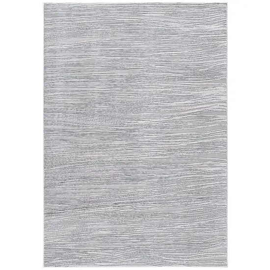 Gray Striped Power Loom Distressed Area Rug Photo 2