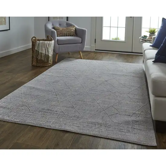 Gray Striped Power Loom Distressed Stain Resistant Area Rug Photo 7