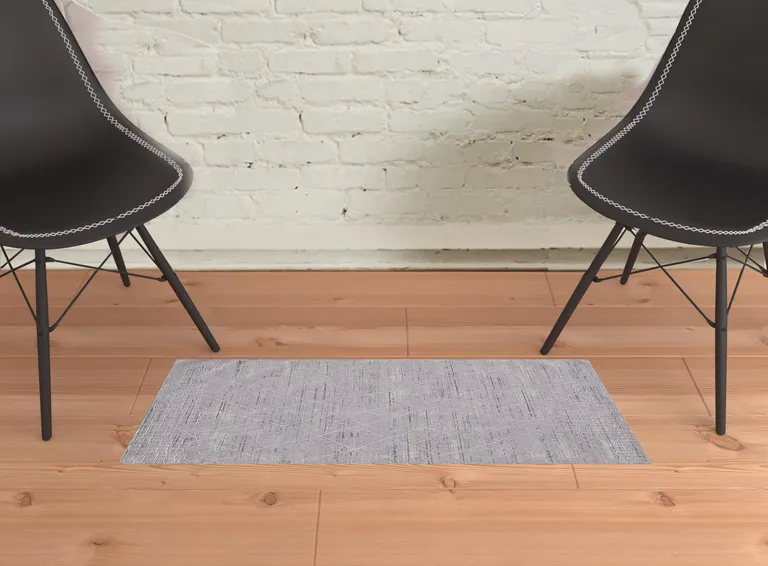 Gray Striped Power Loom Distressed Stain Resistant Area Rug Photo 2