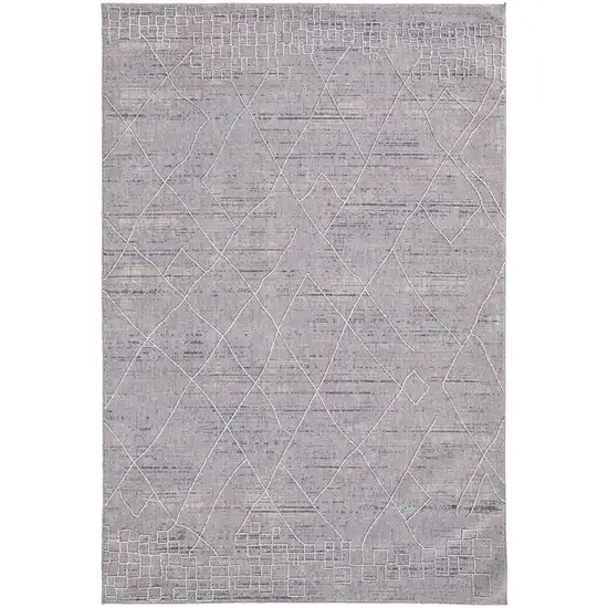 Gray Striped Power Loom Distressed Stain Resistant Area Rug Photo 1