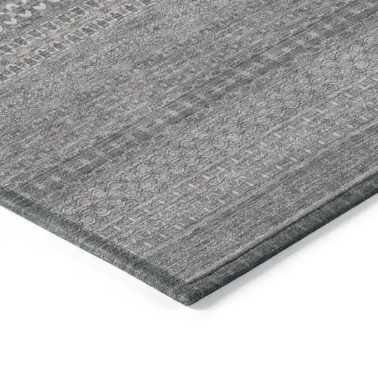 Gray Striped Washable Non Skid Indoor Outdoor Area Rug Photo 7