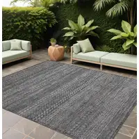 Photo of Gray Striped Washable Non Skid Indoor Outdoor Area Rug