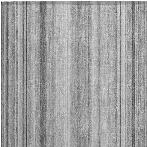 Photo of Gray Striped Washable Non Skid Indoor Outdoor Area Rug