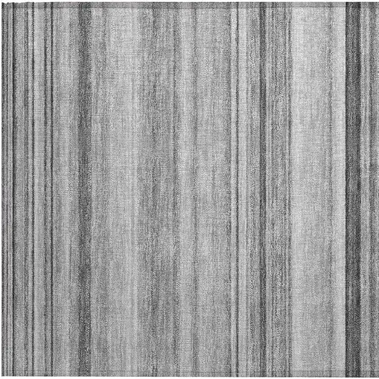 Gray Striped Washable Non Skid Indoor Outdoor Area Rug Photo 7