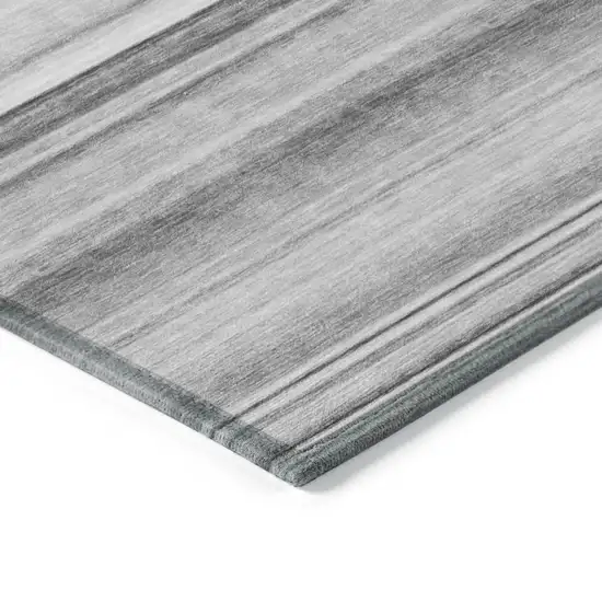 Gray Striped Washable Non Skid Indoor Outdoor Area Rug Photo 5