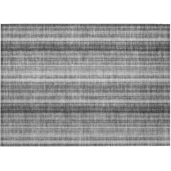 Gray Striped Washable Non Skid Indoor Outdoor Area Rug Photo 5