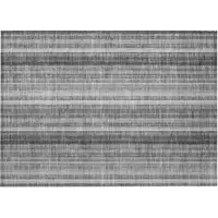 Photo of Gray Striped Washable Non Skid Indoor Outdoor Area Rug