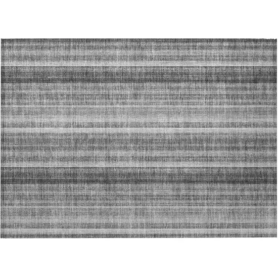 Gray Striped Washable Non Skid Indoor Outdoor Area Rug Photo 4