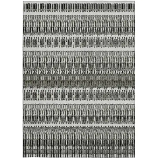 Gray Charcoal And Ivory Striped Washable Indoor Outdoor Area Rug Photo 5