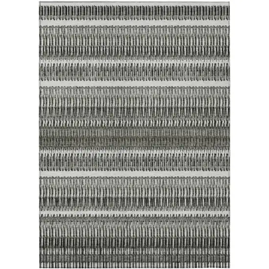 Gray Striped Washable Non Skid Indoor Outdoor Area Rug Photo 2