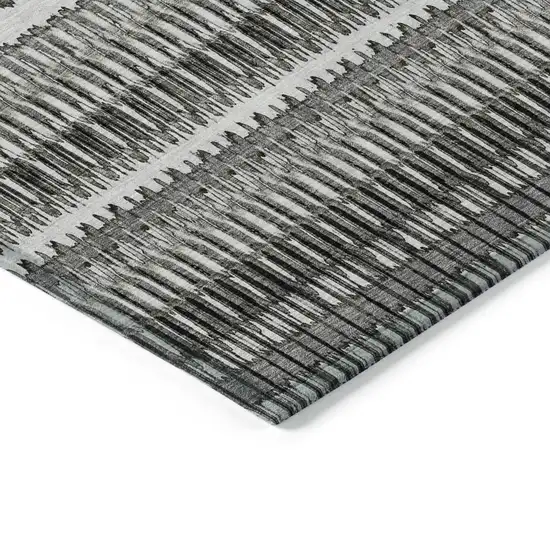 Gray Striped Washable Non Skid Indoor Outdoor Area Rug Photo 4