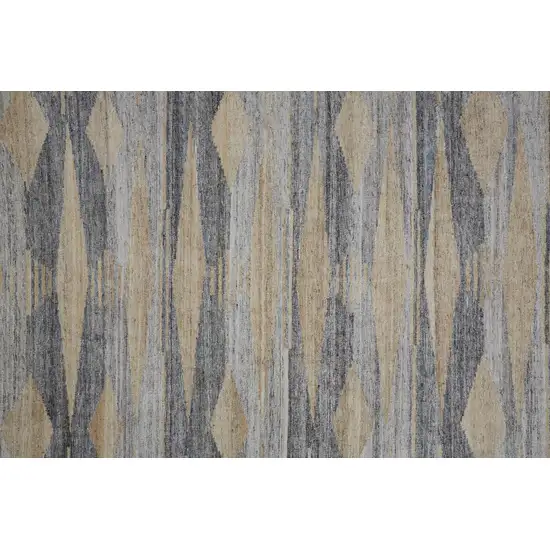 Gray Tan And Silver Abstract Hand Woven Stain Resistant Area Rug With Fringe Photo 7