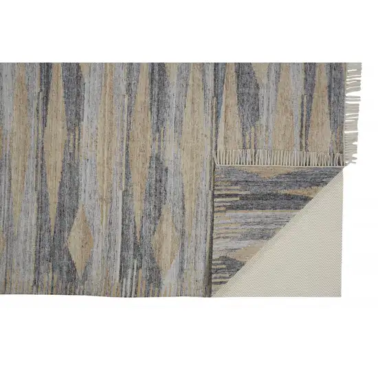 Gray Tan And Silver Abstract Hand Woven Stain Resistant Area Rug With Fringe Photo 1