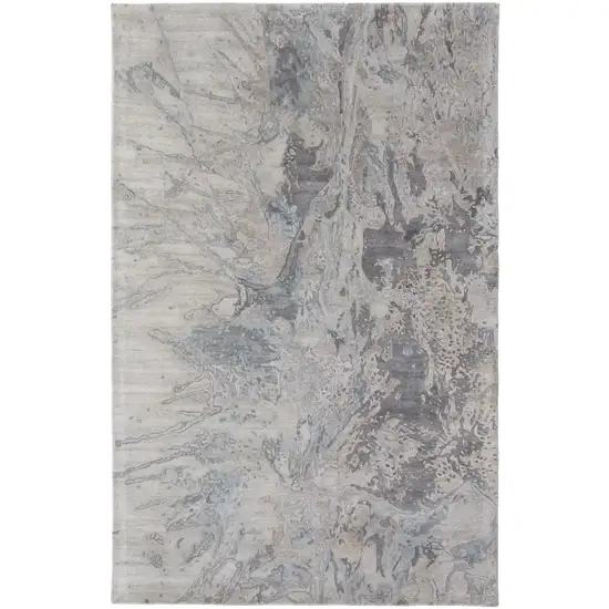 Gray Tan and Green Abstract Hand Tufted Worn Faded Area Rug Photo 5