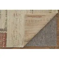 Photo of Gray Tan and Green Wool Abstract Hand Knotted Area Rug